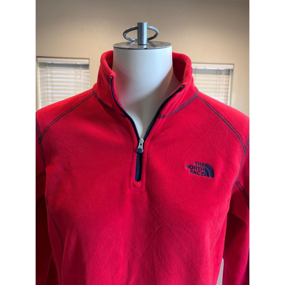 The North‎ Face Womens Red 1/4 Zip Fleece Pullover Jacket Size Medium RU14